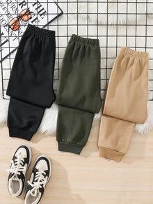 SHEIN 兒童 3件組 青少年男孩冬季運動長褲 - 彩色 - 查看 5
