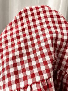 SHEIN LUNE Casual Women's Fall Vacation Plaid Beach Picnic Dress Red And White Plaid - Red - View 8