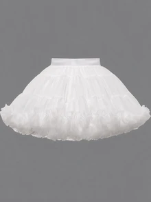 SHEIN Baby Girls' Elegant, Gorgeous, And Lovely Pink Tulle Puff Skirt, Perfect For Parties In Spring And Summer - White - View 3