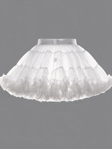 SHEIN Baby Girls' Elegant, Gorgeous, And Lovely Pink Tulle Puff Skirt, Perfect For Parties In Spring And Summer - White - View 2