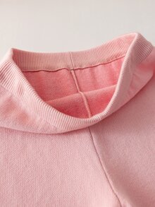 8-12歲女孩蝴蝶結提花針織上衣寬腿長褲兩件套，圓領寬鬆針織上衣長褲，休閒針織套裝，適合秋冬 - 粉色 - 查看 6
