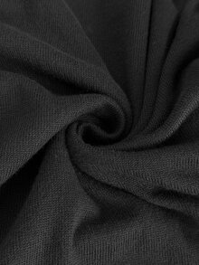 Firerie Plus Size Elegant Lace Trim Asymmetric Collar Knit Dress, Autumn/Winter - Black - View 7