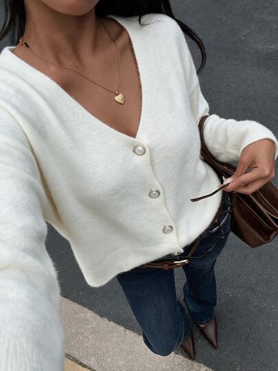Autumn/Winter Casual Versatile Solid Color Cardigan