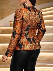 Fleurora Plus Size Women's Floral Pattern Casual Versatile Daily Wear Long Sleeve Jacket Fall - Multicolor - View 2