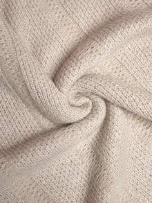 SHEIN Women's Autumn Winter Minimalist Elegant Beige Semi-High Neck Ribbed Knit Raglan Sleeve Sweater Wide Leg Pants 2 Pieces Set For Daily Commute, Casual - Apricot - View 8