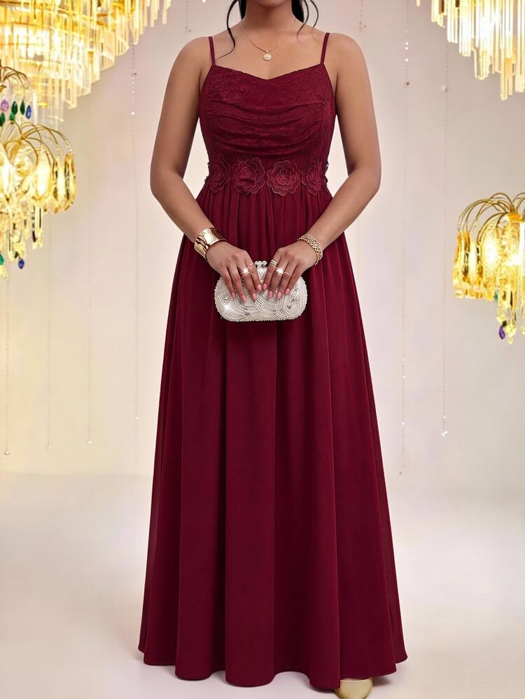 Fleurora Plus Size Women Pleated Cami Dress & Cardigan Casual 2pcs Set - Burgundy - View 2