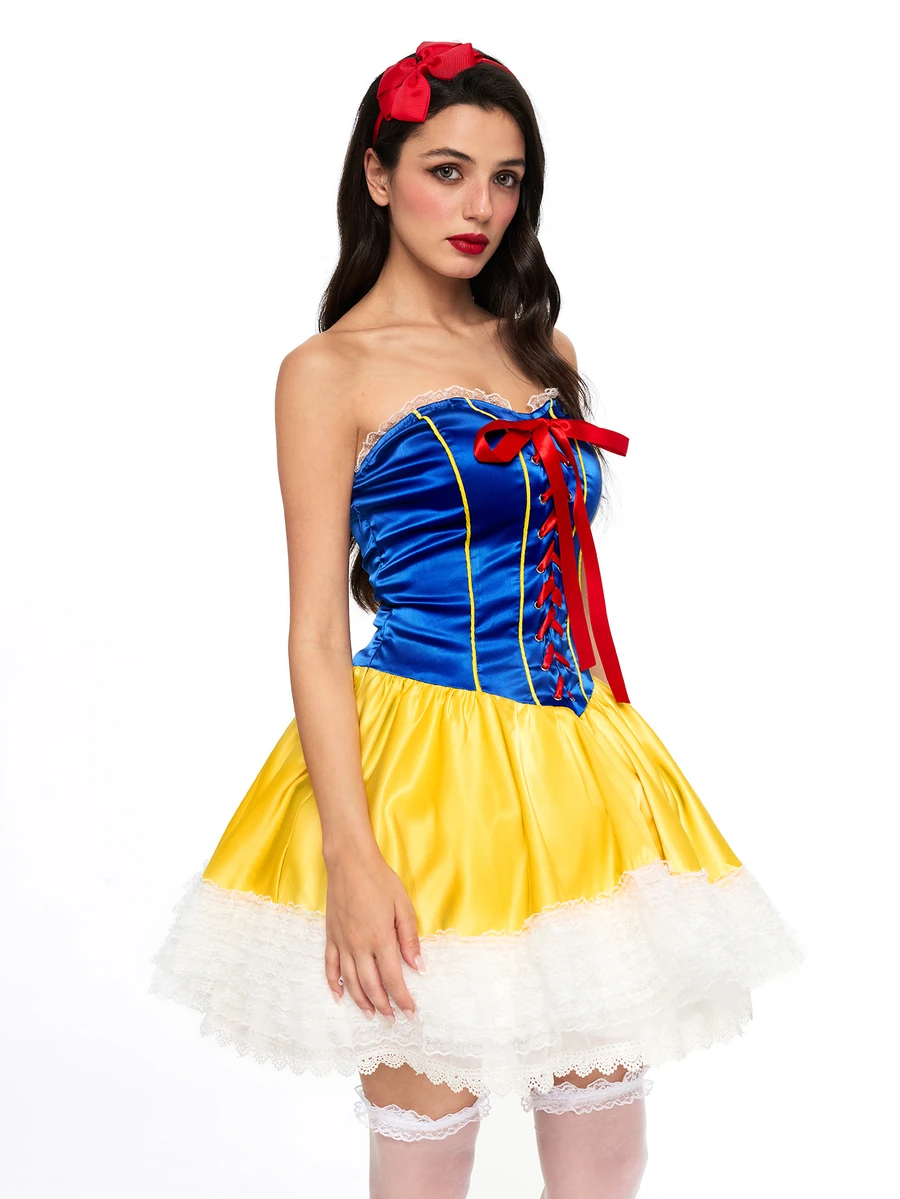 ROMWE Anime Halloween Cosplay Strapless Short Dress For Women - Multicolor - View 1