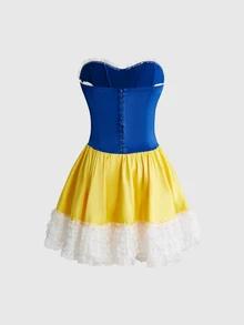 ROMWE Anime Halloween Cosplay Strapless Short Dress For Women - Multicolor - View 9