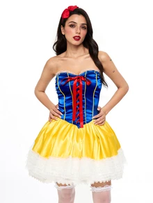 ROMWE Anime Halloween Cosplay Strapless Short Dress For Women - Multicolor - View 6