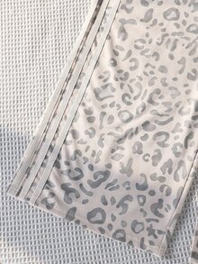 SHEIN 女童寬腿褲，淺色底色搭配灰色豹紋，柔和野性風格，秋冬款 - 灰色 - 查看 8