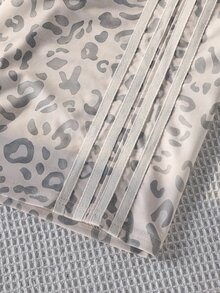 SHEIN 女童寬腿褲，淺色底色搭配灰色豹紋，柔和野性風格，秋冬款 - 灰色 - 查看 7