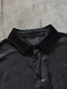AXEPEAK Men's Solid Color Long Sleeve Shirt And Pants Casual Daily Outfit - Black - View 6