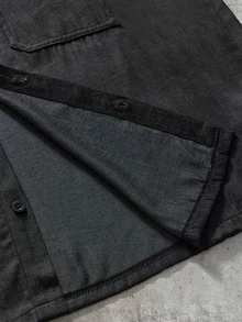 AXEPEAK Men's Solid Color Long Sleeve Shirt And Pants Casual Daily Outfit - Black - View 5
