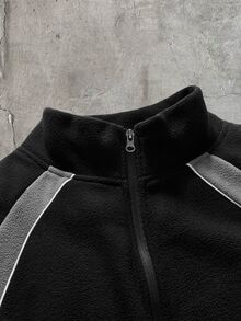 AXEPEAK 男士舒適拉鍊長袖多功能搖粒絨夾克 - 黑色 - 查看 4
