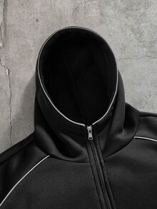 AXEPEAK 男士連帽衛衣與運動長褲套裝 - 黑色 - 查看 15