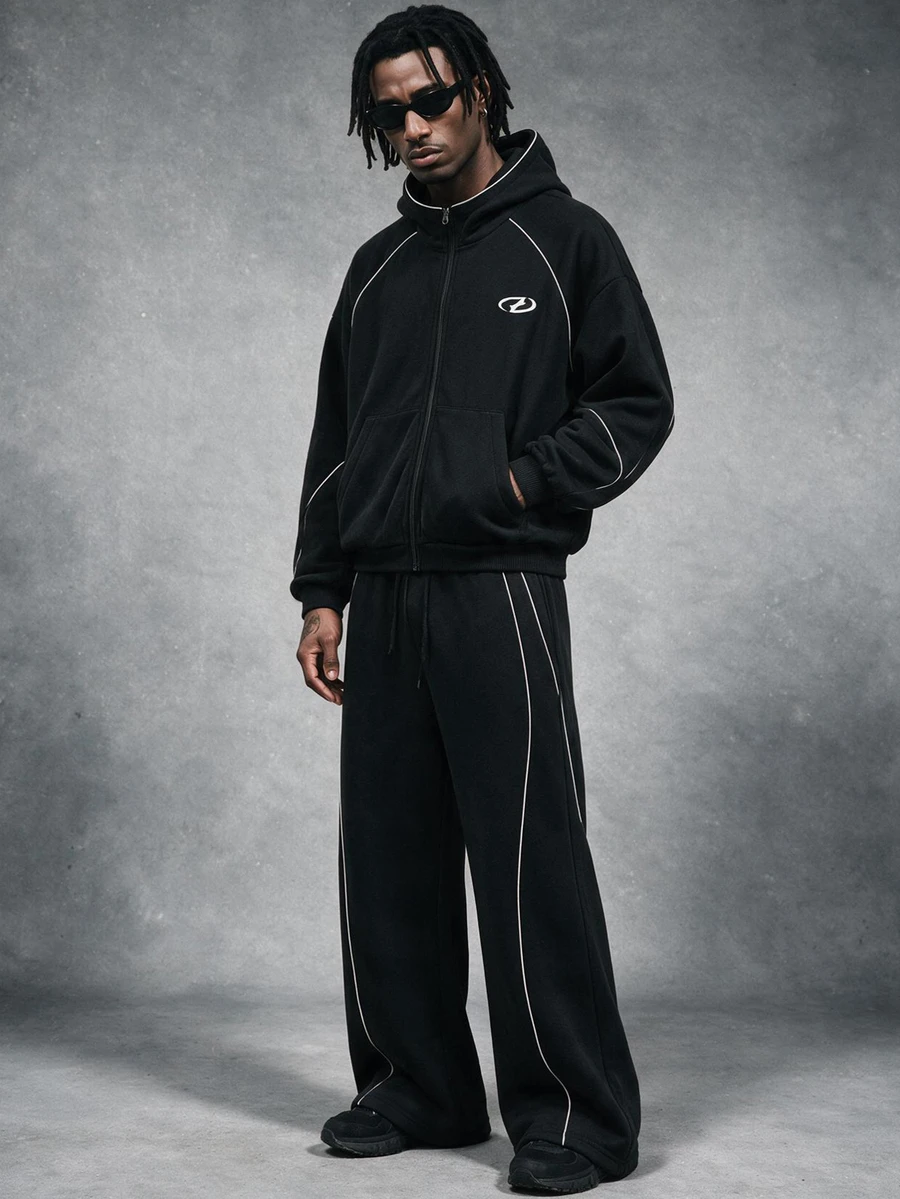 AXEPEAK Men's Hoodie & Sweatpants Set - Black - View 1