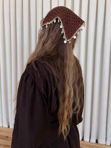 Women's Long Dress With Elastic Waist And Removable Belt - Coffee Brown - View 4