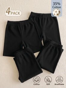 SHEIN Young Girl Underwear Comfortable Series Bowknot Print Boxer Briefs - Black - View 2