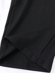 SHEIN Tween Girls Polka Dot Patchwork Coffee Color Casual Long Pants - Black - View 7