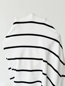 Slowluna Maternity Striped Nursing Function Casual Daily Outing Romper Loungewear Pajama  - Black and White - View 9