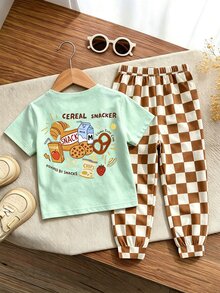 Setelan Bayi Laki-laki Longgar Kasual Sporty Minimalis Nyaman, Kaos Lengan Pendek & Celana Panjang 2pcs, Cocok Untuk Musim Semi Dan Musim Panas - MultiWarna - View 2