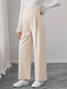 Momance Autumn/Winter Khaki Maternity Long Pants, Belly Support Design Comfortable & Fashionable, Suitable For Daily Wear, Gatherings, Shopping, Commuting, Versatile - Apricot - View 3
