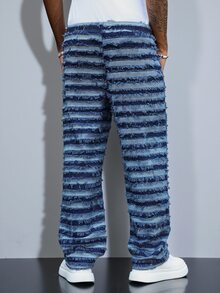 Manfinity Homme Men's Drawstring Waist Tassel Design Casual Versatile Jeans - Blue - View 8