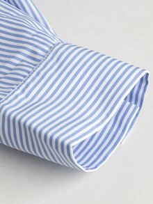 Maternity Striped Patchwork Knit Dress - Blue - View 6