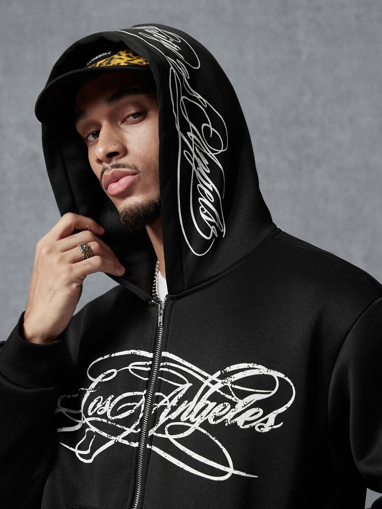 PAVTROS Men's Pullover Jacket Hoodie Sweatshirt Urban Renaissance Street Style Casual Fashion Creative Personalized Streetwear - Black - View 5