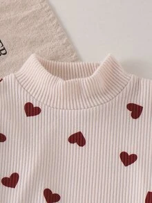 SHEIN Playful Pals 嬰兒/幼兒（女孩）春夏秋冬家庭套裝 可愛 T-shirt 套裝 不對稱高領針織 米色酒紅長袖上衣 喇叭褲 - 紅色 - 查看 8