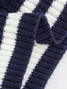 Momance Maternity Colorblock Striped Knit Vest Winter - Navy Blue - View 10