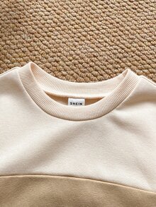 PrepCrw Sweatshirt Anak Laki-laki Motif Tenun Dekoratif, Kerah Bulat, Lengan Panjang, Warna Kontras, Cocok untuk Musim Gugur, Serbaguna dan Nyaman, 100% Katun - MultiWarna - View 4