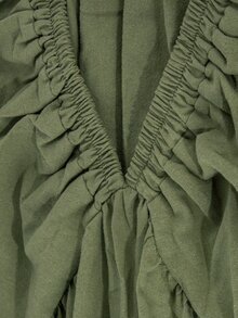 SHEIN Maternity Dress Olive Green 100% Cotton - Army Green - View 7