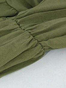 SHEIN Maternity Dress Olive Green 100% Cotton - Army Green - View 8