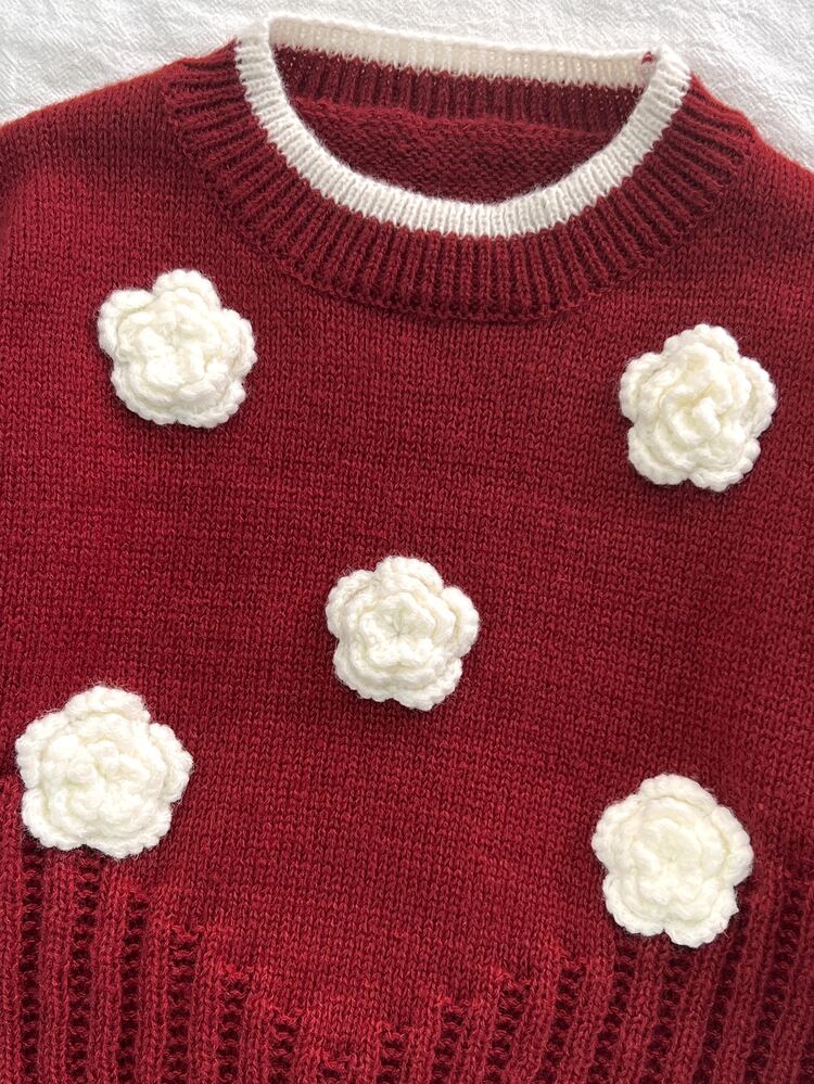SHEIN Fall Clothes Winter Toddler Girl Burgundy Long Sleeve Bow Pleated Sweater & Skirt Set, Back To School, Cozy Soft, Festival Outfits Christmas - Burgundy - View 6