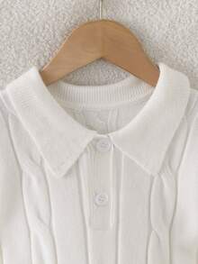 Tween Girls White Knit Sweater Dress, Polo Neck,Cable Texture,Long Sleeve, Back To School Clothes Girls , Autumn/Winter - White - View 11