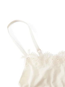 Ocili Women's Bow Decor Sexy Daily Spaghetti Strap Bra - Apricot - View 3
