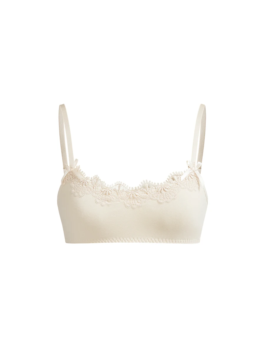 Ocili Women's Bow Decor Sexy Daily Spaghetti Strap Bra - Apricot - View 1