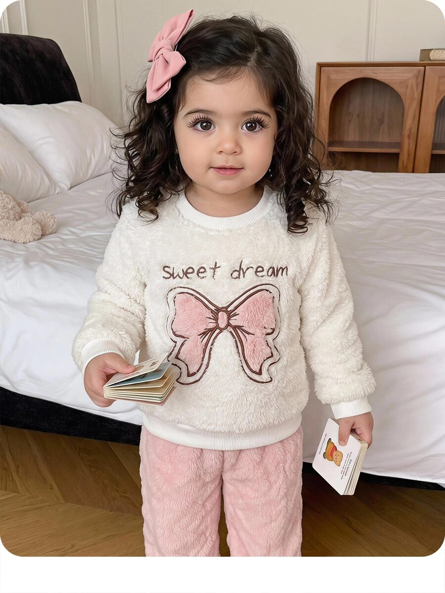 SHEIN Baby Girls Autumn Winter Pajamas - Pink - View 1