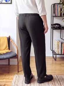 OlaMetro Plus Size Men's Slim Fit Black Suit Pants, Formal - Black - View 2