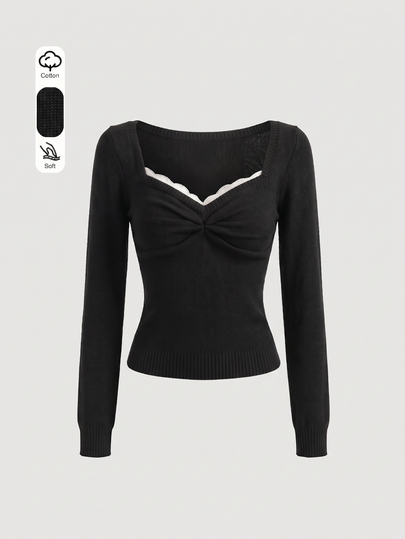 Elamini Women's Sexy Lace Top, Date Night, Party, Fashion Casual, Streetwear, Daily Commute, Outing Sweater