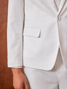 Officeau Men's 3pcs White Luxury Wedding Suits, Blazer& Vest& Pants, For Groom/ Groomsman/ Guest - White - View 10