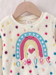 SHEIN Set Pakaian Santai Bayi Perempuan Lucu Motif Polkadot Lembut Bordir untuk Musim Gugur dan Musim Dingin - Putih - View 6