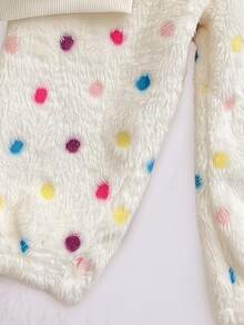 SHEIN Set Pakaian Santai Bayi Perempuan Lucu Motif Polkadot Lembut Bordir untuk Musim Gugur dan Musim Dingin - Putih - View 4