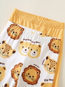 Bubblio Set Piyama Anak Laki-Laki Balita 4pcs Motif Garis Kecil Musim Gugur/Dingin, Potongan Pas Sederhana, Dekorasi Motif Kerah Bulat, Lengan Panjang, + Celana Piyama, Ulang Tahun - MultiWarna - View 6