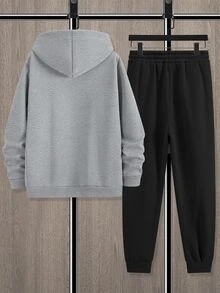 Manfinity Homme 2pcs Men's NY Letter Print Casual Minimalist Commuter Sweatshirt And Sweatpants Set, Autumn/Winter, Thermal Lined - Multicolor - View 3