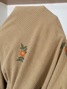SHEIN Maternity Floral Embroidered Zipper Front Hooded 3-In-1 Jacket Fall - Brown - View 10