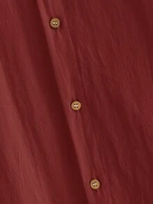 HIMLAND Kemeja Pria Polos Kasual Serbaguna untuk Pemakaian Sehari-hari - Burgundy - View 7