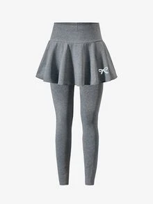Tween Girls 2pcs/Set Tween Girls Casual All-Match Versatile Ballet Sports Bow Skirt Leggings, Fall, Summer, Minimalist, Back To School, Outfit - Multicolor - View 7