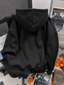 Breezaya Halloween-Themed Funny Pattern Printed Stylish And Simple Women's Hooded Sweatshirt - A Gift For Friends Fall - Multicolor - View 2